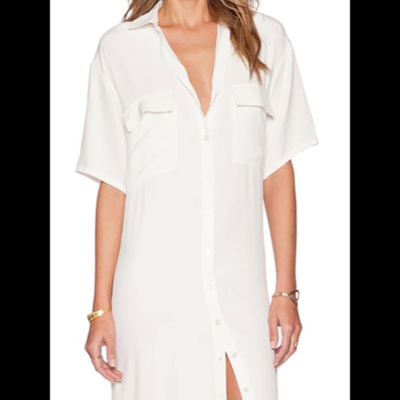 Frame Denim Size Small Ivory Cream Off White Shirt Dress with Pockets - Picture 1 of 5